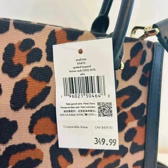 Kate Spade Purse Ellie Spotted Leopard Canvas Small Tote - Picture 6 of 11